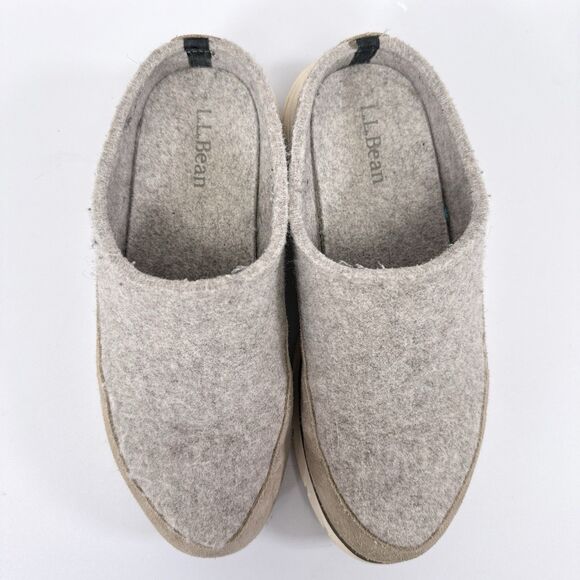 LL Bean Downeast Clog Wool Womens Size 7 Gray Slip On Slipper‎ Mule Camping - Picture 4 of 7